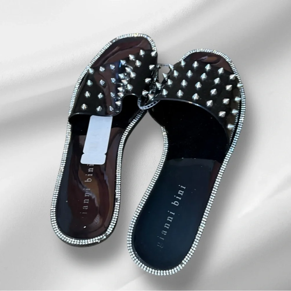 Gianni Bini Black‎ Spiked Slides nwt